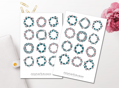 Weihnachtskranz Sticker Set